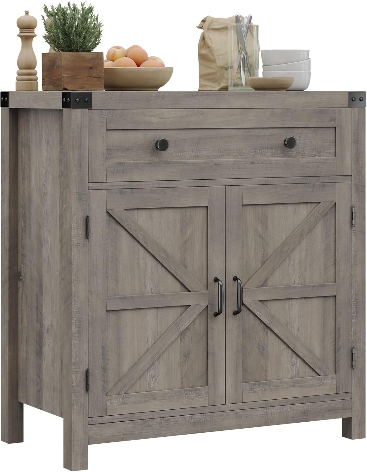 HOSTACK Coffee Bar Cabinet - Modern Farmhouse Buffet Storage