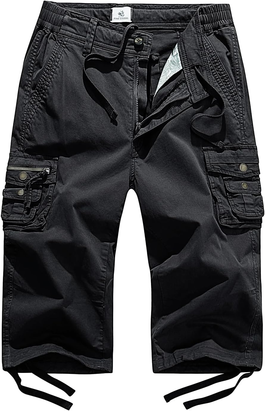 FOURSTEEDS Women's Mid Rise Cargo Capris for Hiking and Travel