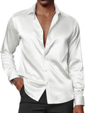 PJ PAUL JONES Men's Shiny Satin Dress Shirt with Bow Tie