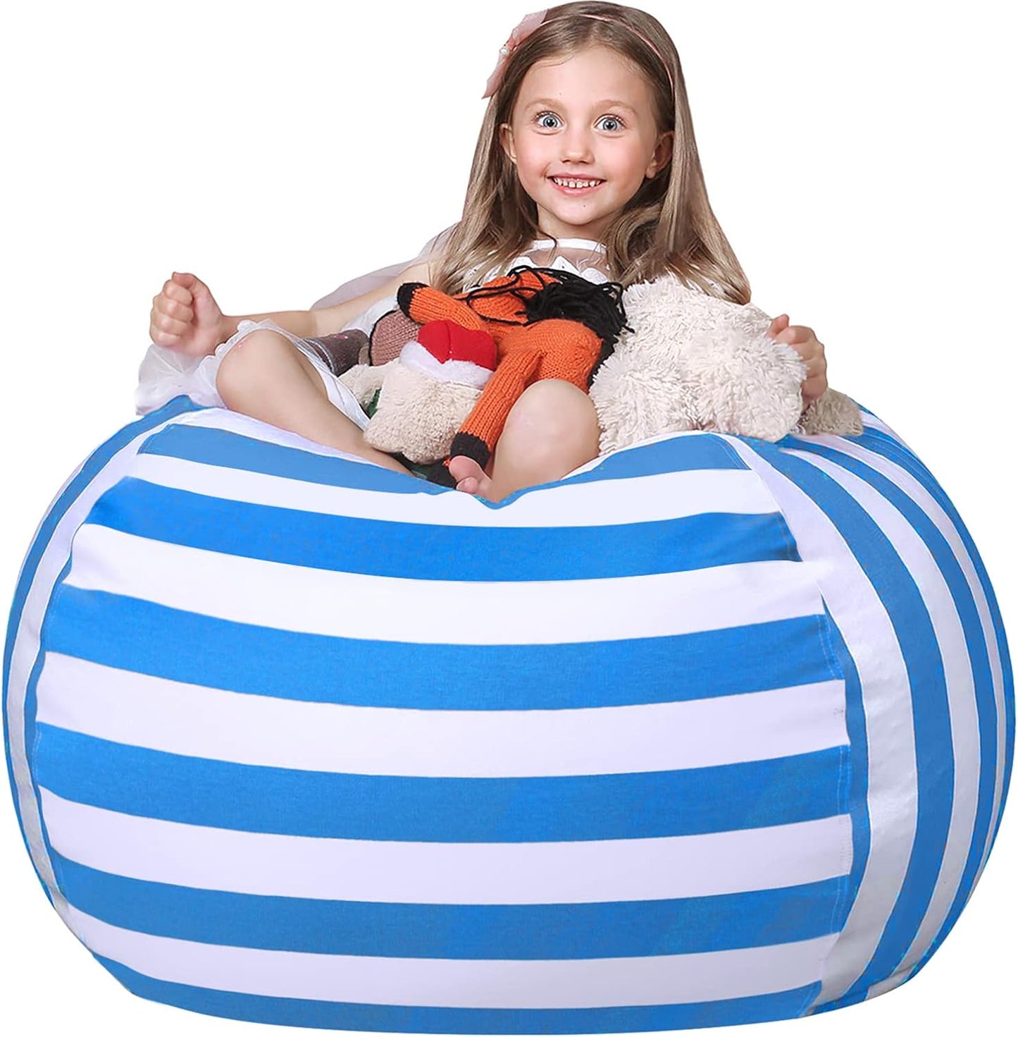 WEKAPO Stuffed Animal Storage Bean Bag Chair Cover for Kids