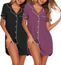 Ekouaer Nightgowns for Women 2 Pack Button Down (Style 1JRB)