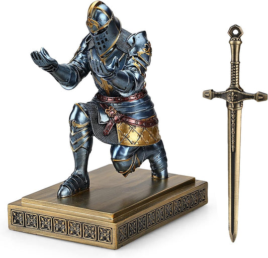 King's Guard Knight Pen Holder for Desk - Unique Resin Design