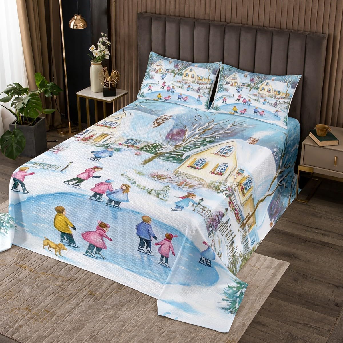 Winter Ski Queen Quilt Set - Cozy Christmas Vibes!