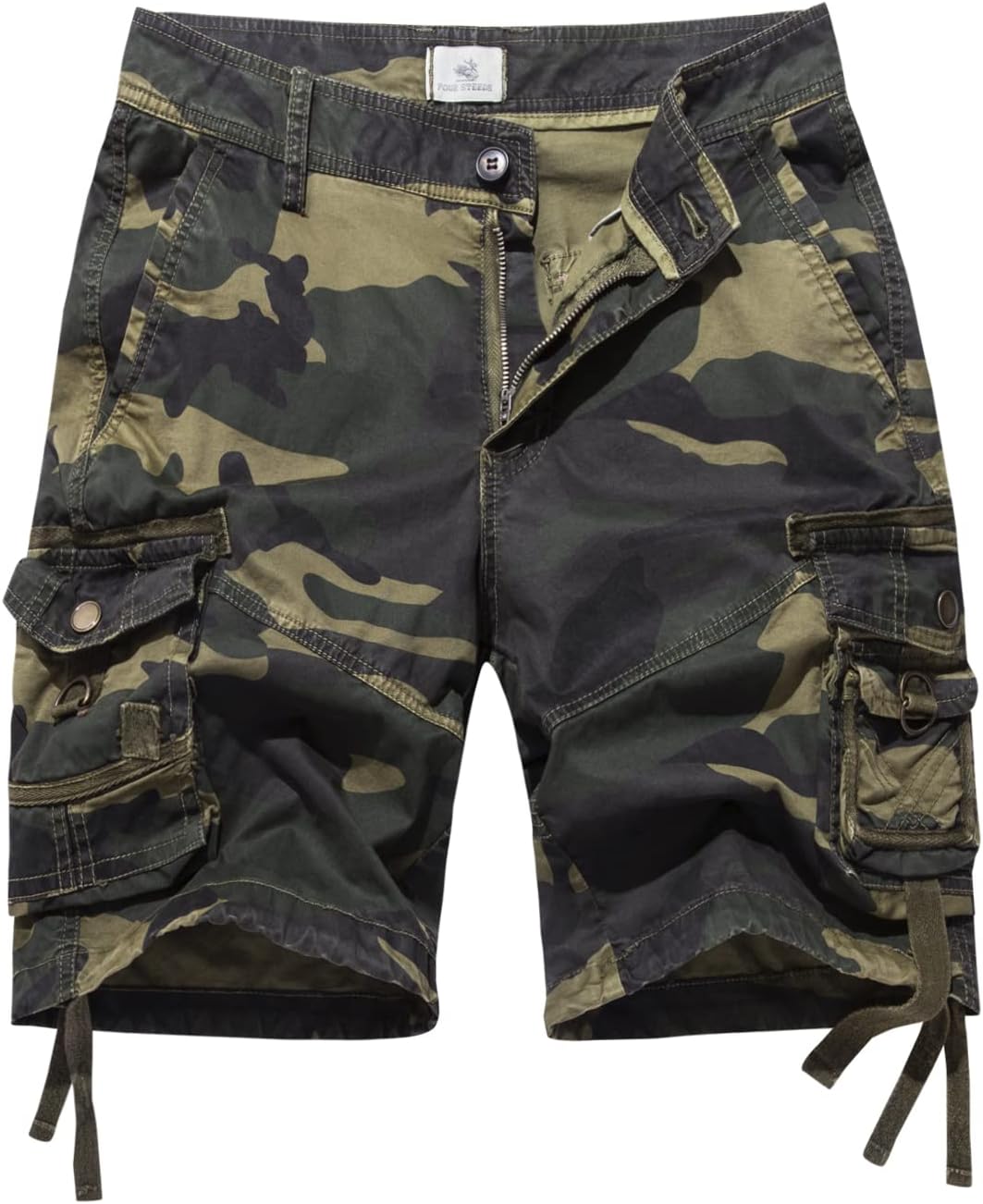 FOURSTEEDS Women's Cotton Relaxed Fit Multi-Pocket Bermuda Shorts