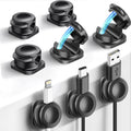 Magnetic Cable Clips 8-Pack in Black - Strong Adhesive Cord Organizer
