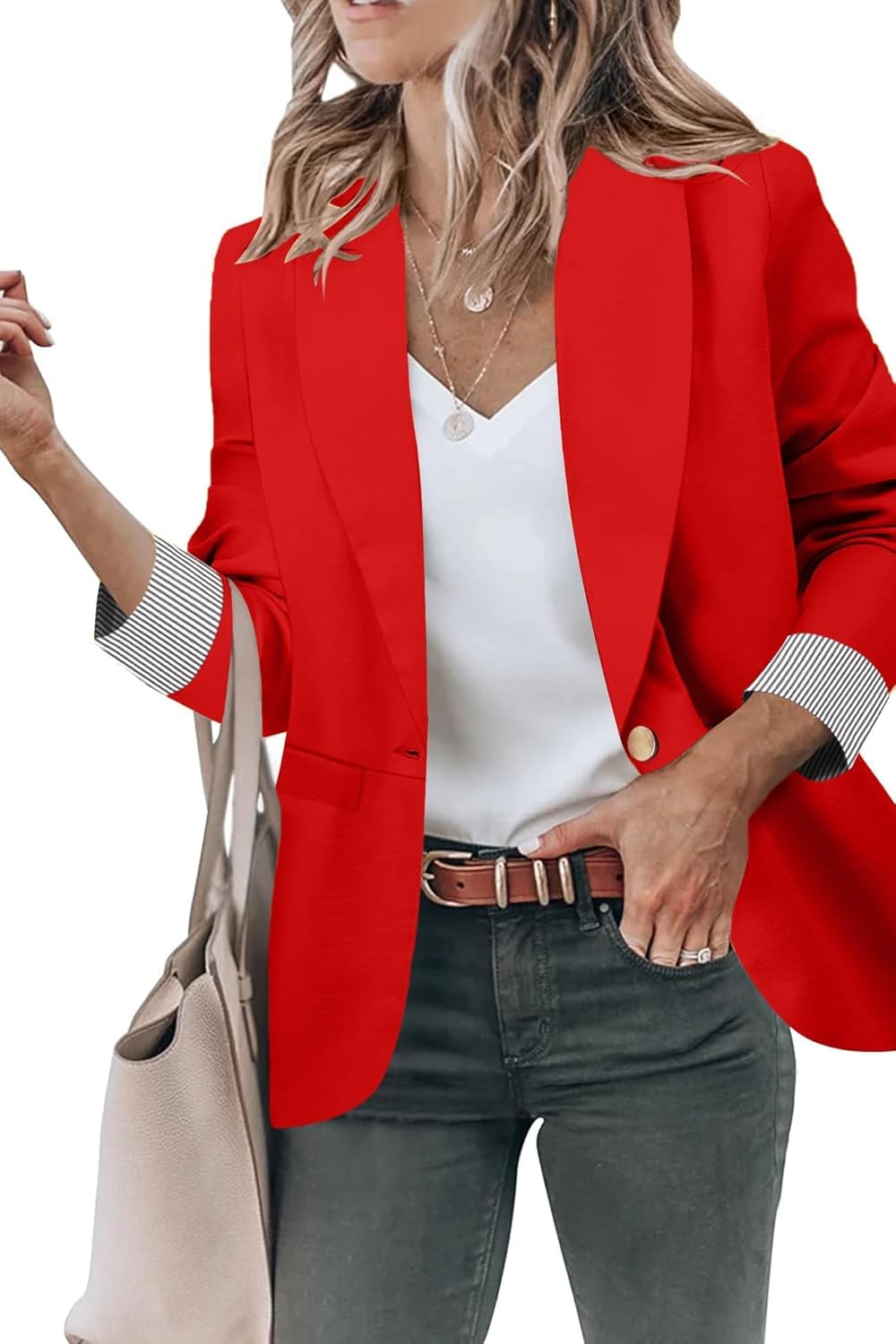 Genhoo Blazer Jackets for Women - Stylish Open Front Design