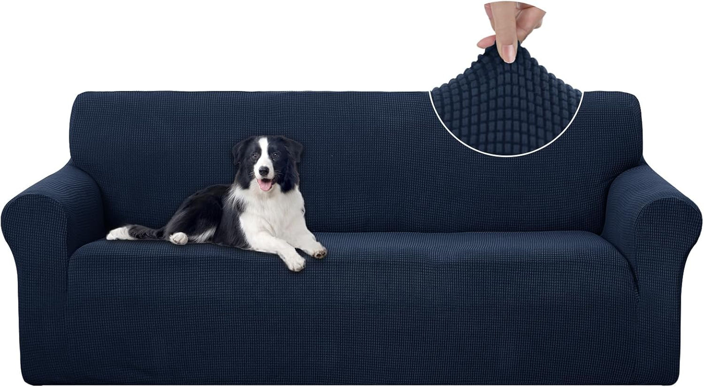 U-NICE HOME Stretch Couch Cover for 3 Cushion Sofa in Navy