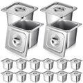 Stainless Steel Hotel Pans 16 Pack - Heavy Duty 6in Deep Set