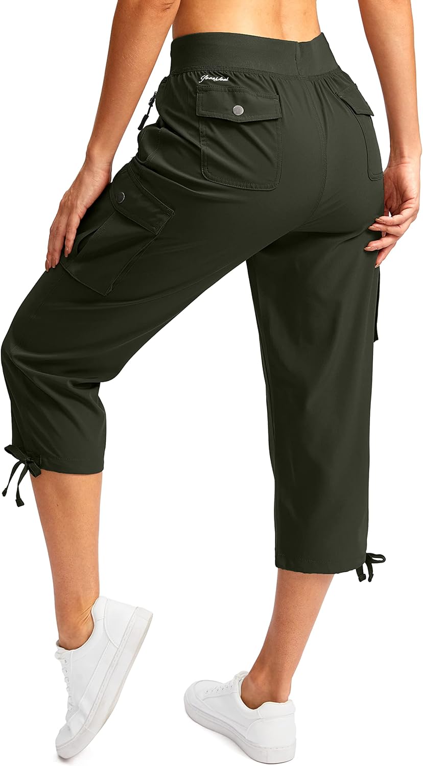 Soothfeel Women's Cargo Capris Pants for Hiking and Travel
