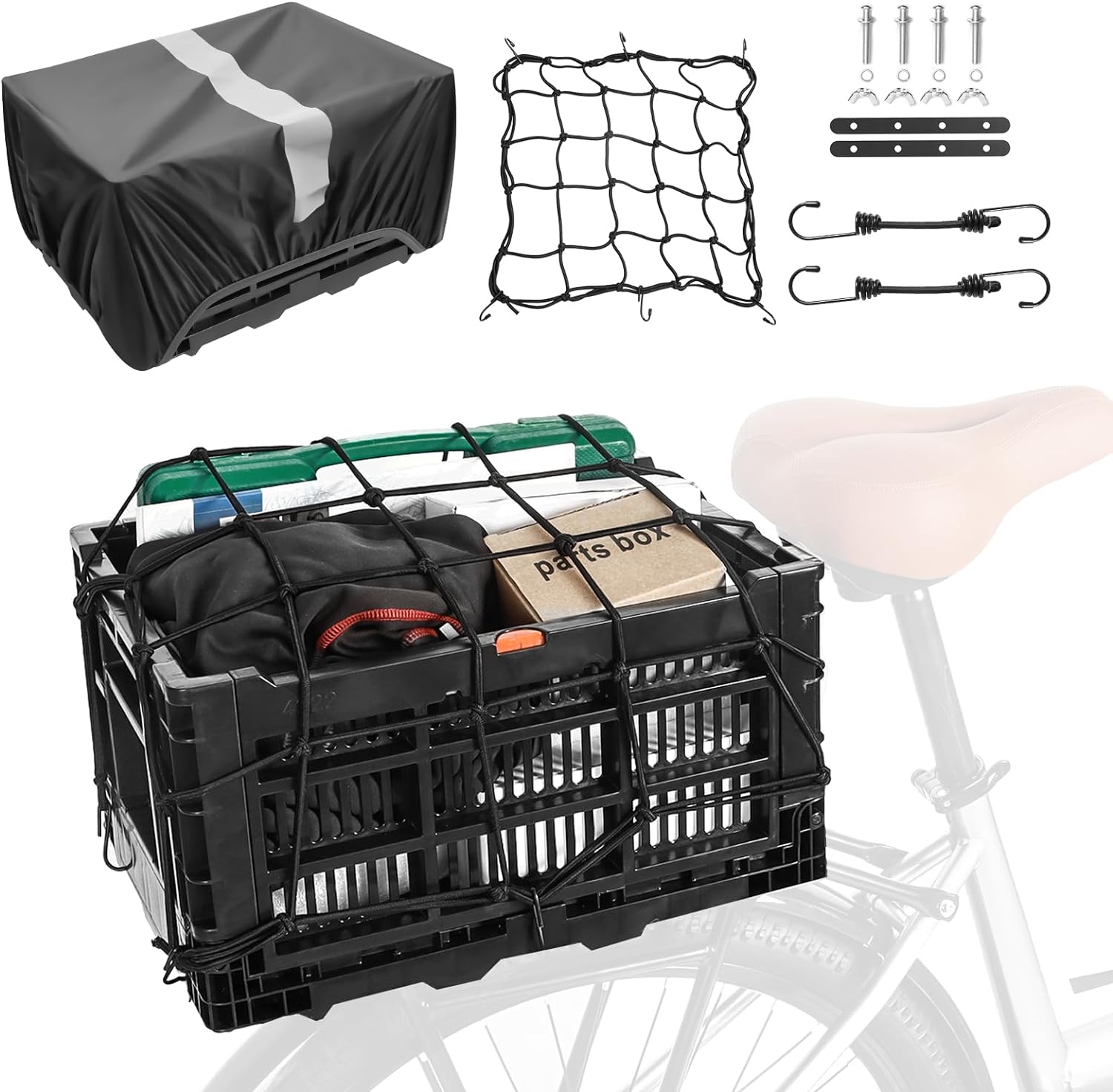 YEEGO DIRECT Bike Basket Rear: Large Capacity Folding Design