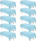 Light Blue Tablecloths 60 x 126 in 10 Pack for 8 ft Tables - Durable