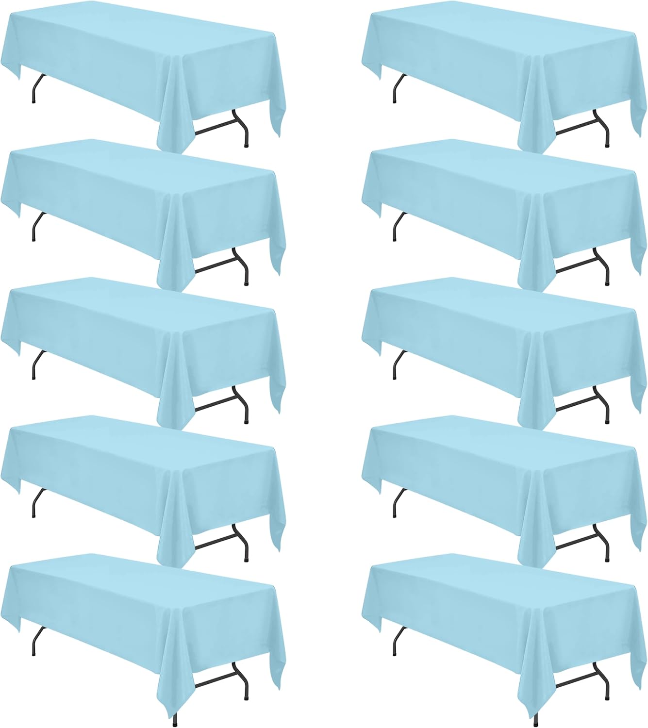 Light Blue Tablecloths for 8 Foot Rectangle Tables - 10 Pack