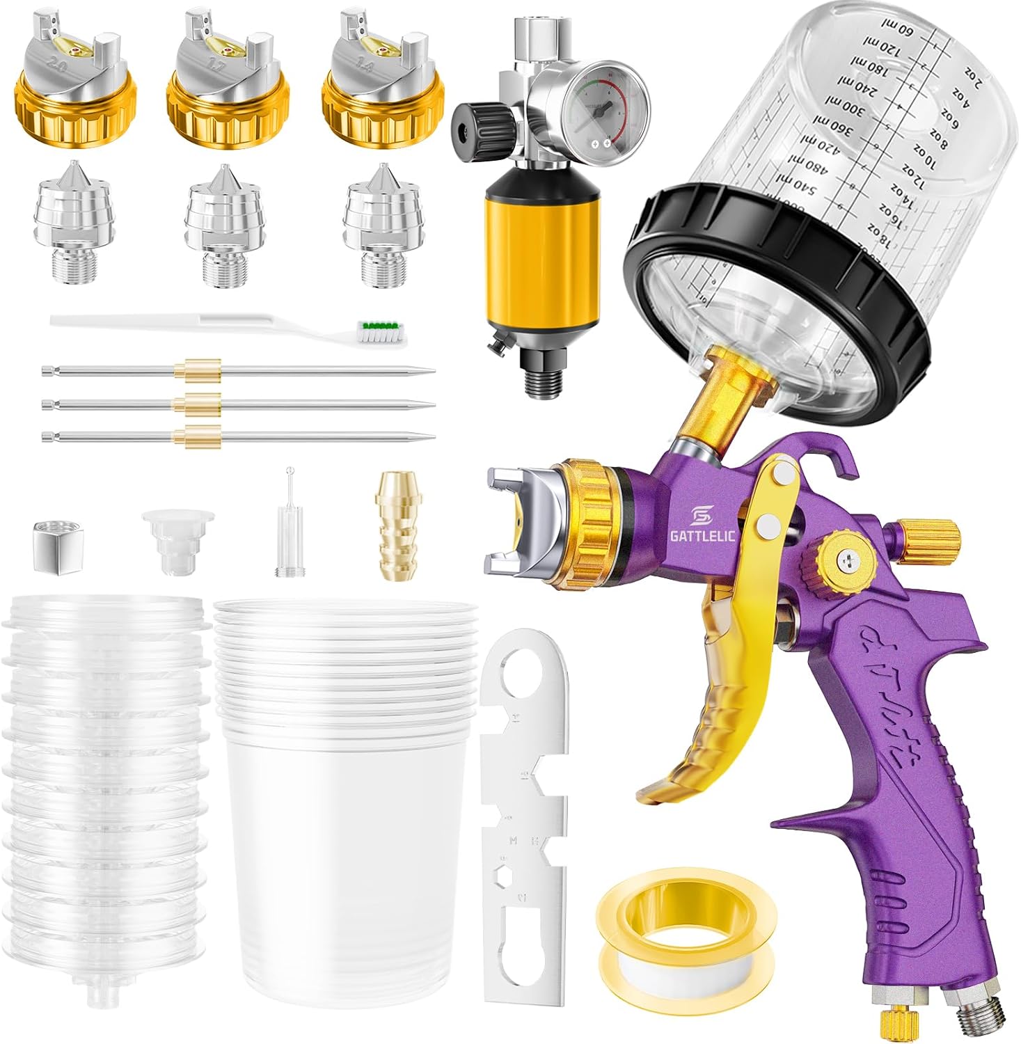 HVLP Air Spray Gun with Adjustable Nozzles for Precision Painting