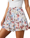 Flowy Shorts for Women Casual Boho Floral Skorts - Ruffle Chiffon Note
