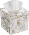 Milano Tissue Box Cover Square Decorative Cube - Natural Capiz Shells