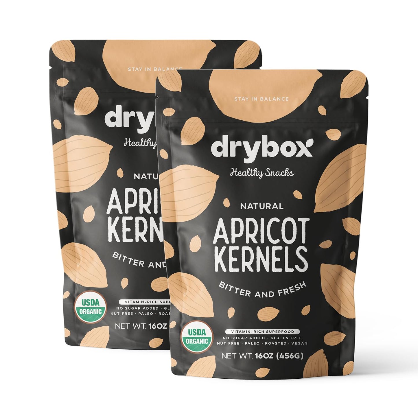 Drybox Bitter Apricot Kernels - Organic NonGMO Vegan Snack
