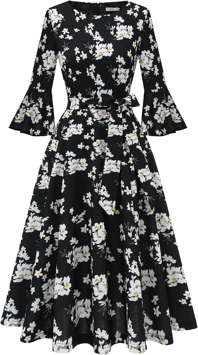 Vintage Bell Sleeve Women's Church Dresses for Any Occasion