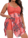 Plus Size Two Piece Swim Dress with Shorts - Flattering Mesh
