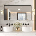 55in x 30in Black Rectangle Bathroom Mirror - Matte Frame, No