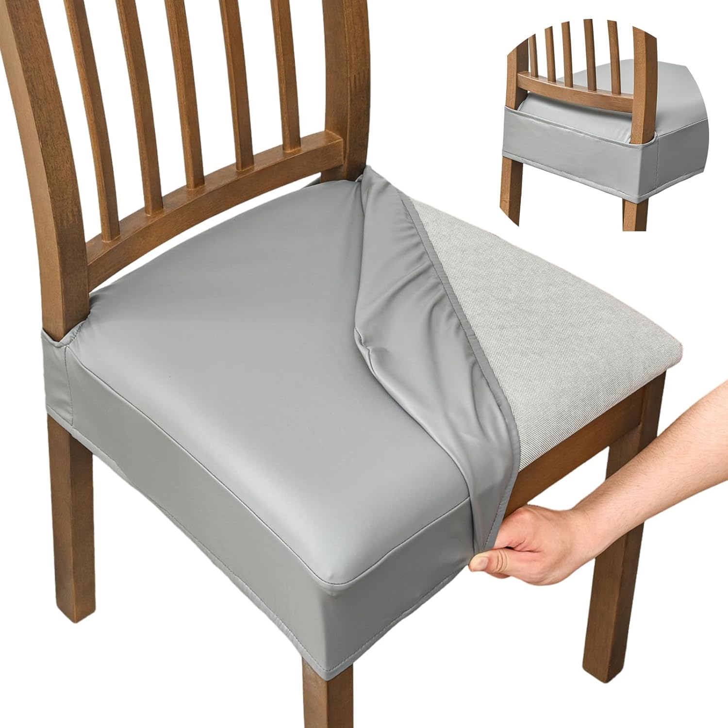 Premium PU Leather Dining Chair Covers Set of 6 for Protection