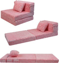 Glow Pink Unicorn Tri-fold Sofa Bed for Kids - Foldable Futon Chair
