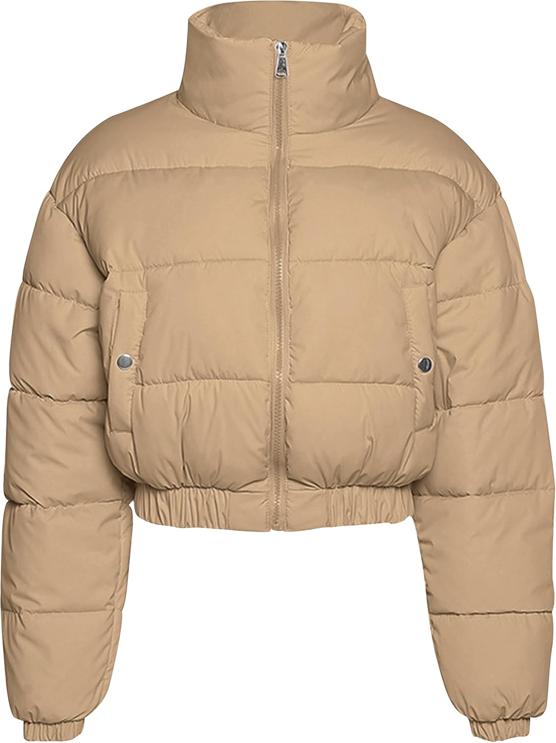 Flygo Cropped Puffer Jacket for Women - Stylish Winter Warmth