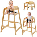 Wooden High Chair for Babies & Toddlers - Stackable Natural Wood