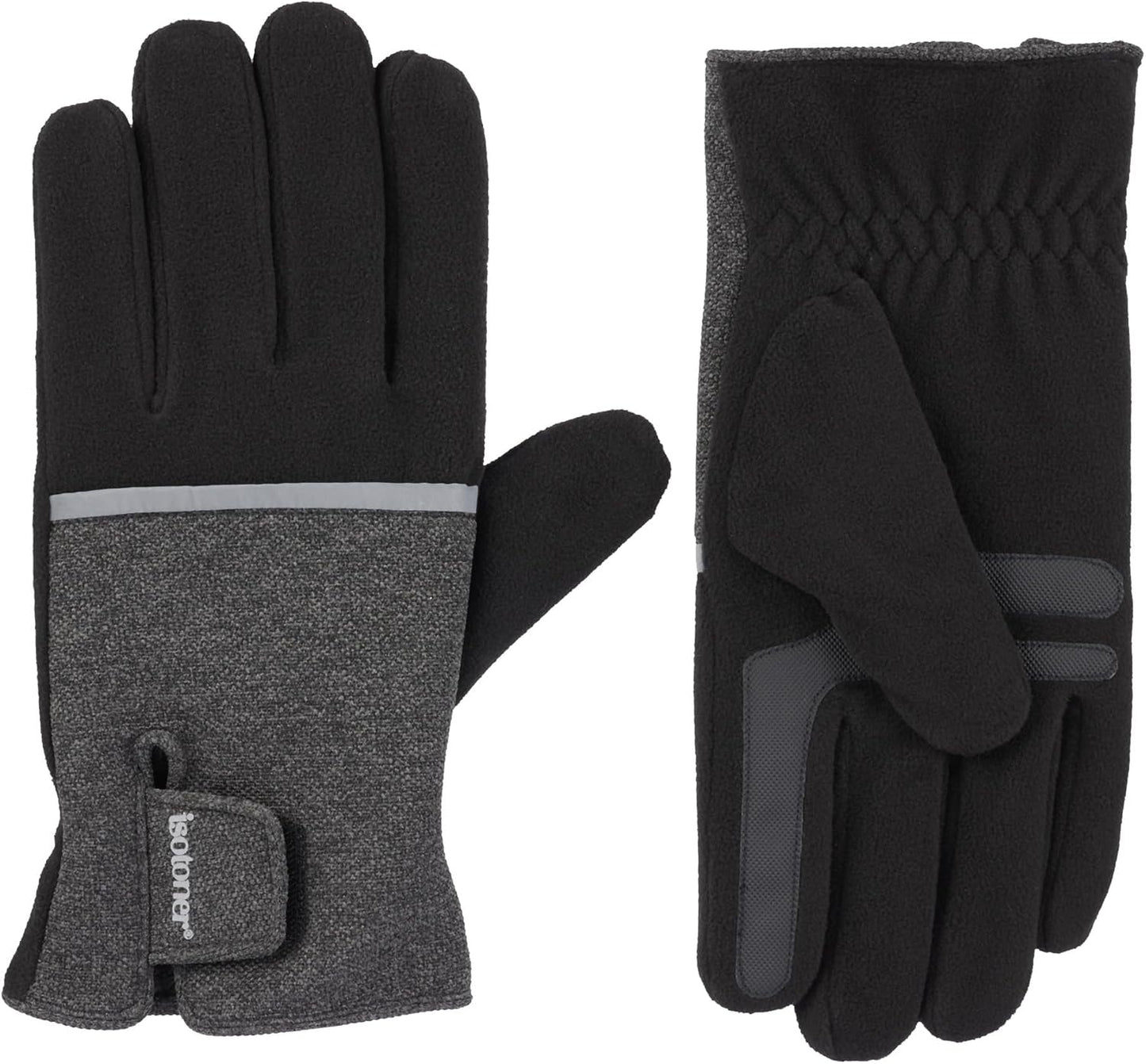 Isotoner Men's Tech Stretch Gloves - Easy Velcro Closure