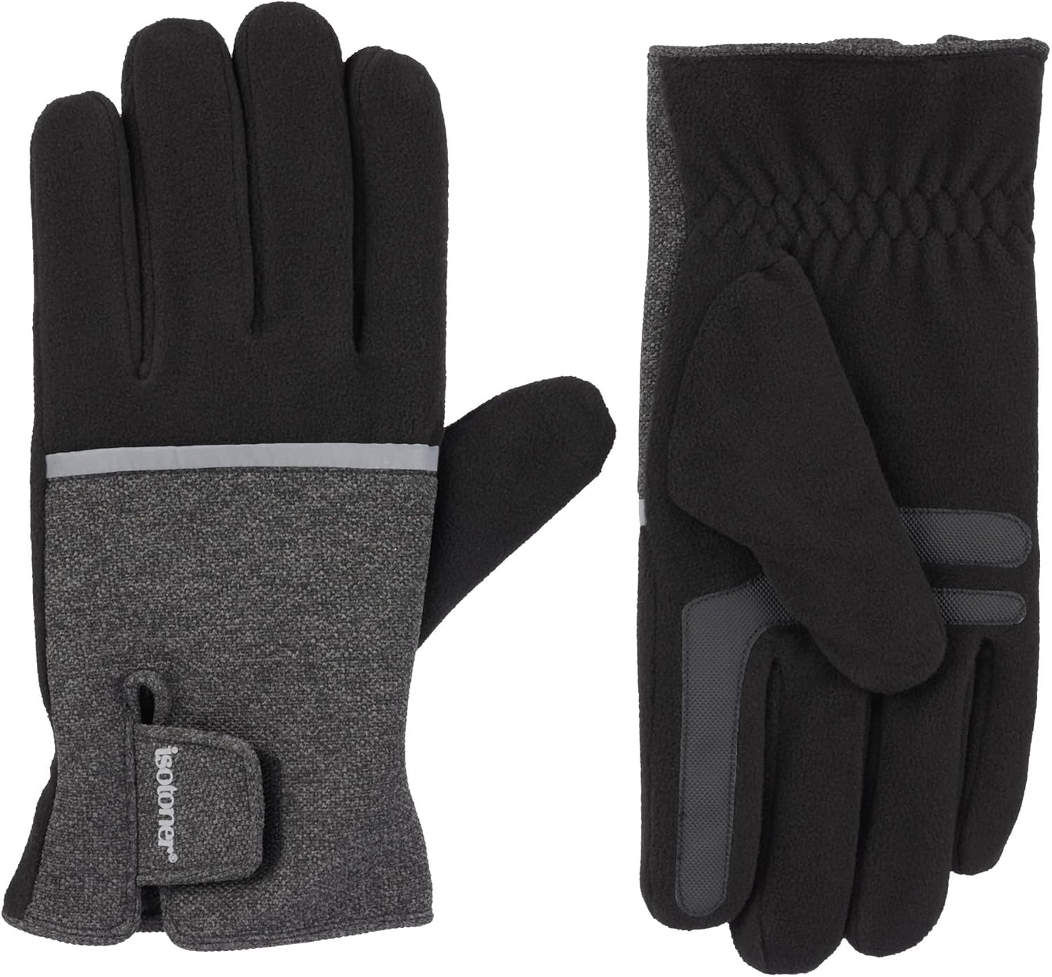 Isotoner Men's Tech Stretch Gloves - Easy Velcro Closure