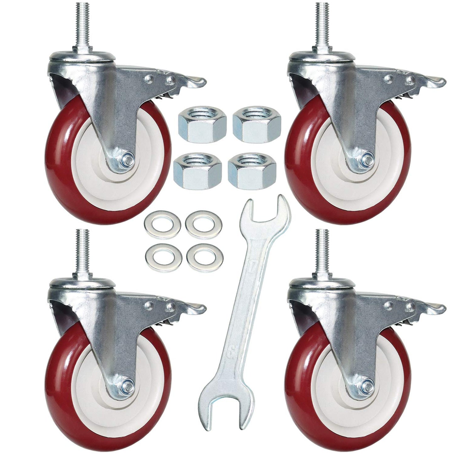 DICASAL 5 Inch Swivel Stem Casters with Dual Safety Locks