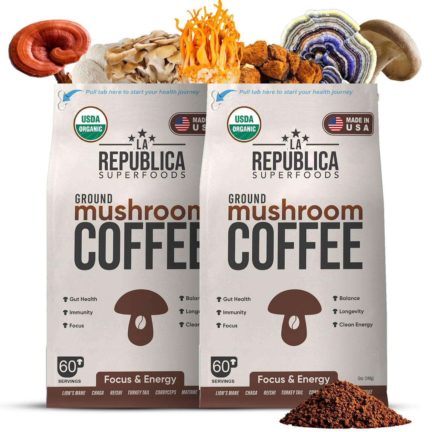 Organic Superfood Mushroom Coffee Blend - 120 Servings
