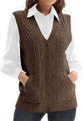 WomensKnit Sweater Vest V Neck Sleeveless Cardigan - Classic