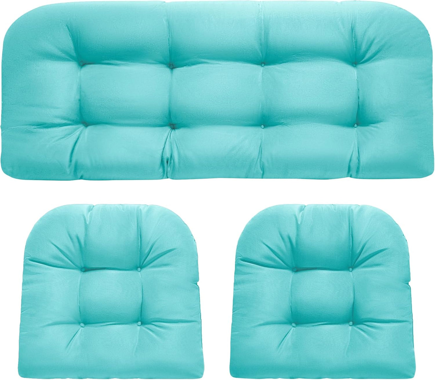 Wicker Chair Cushions for Outdoor Loveseat, Teal Waterproof Set