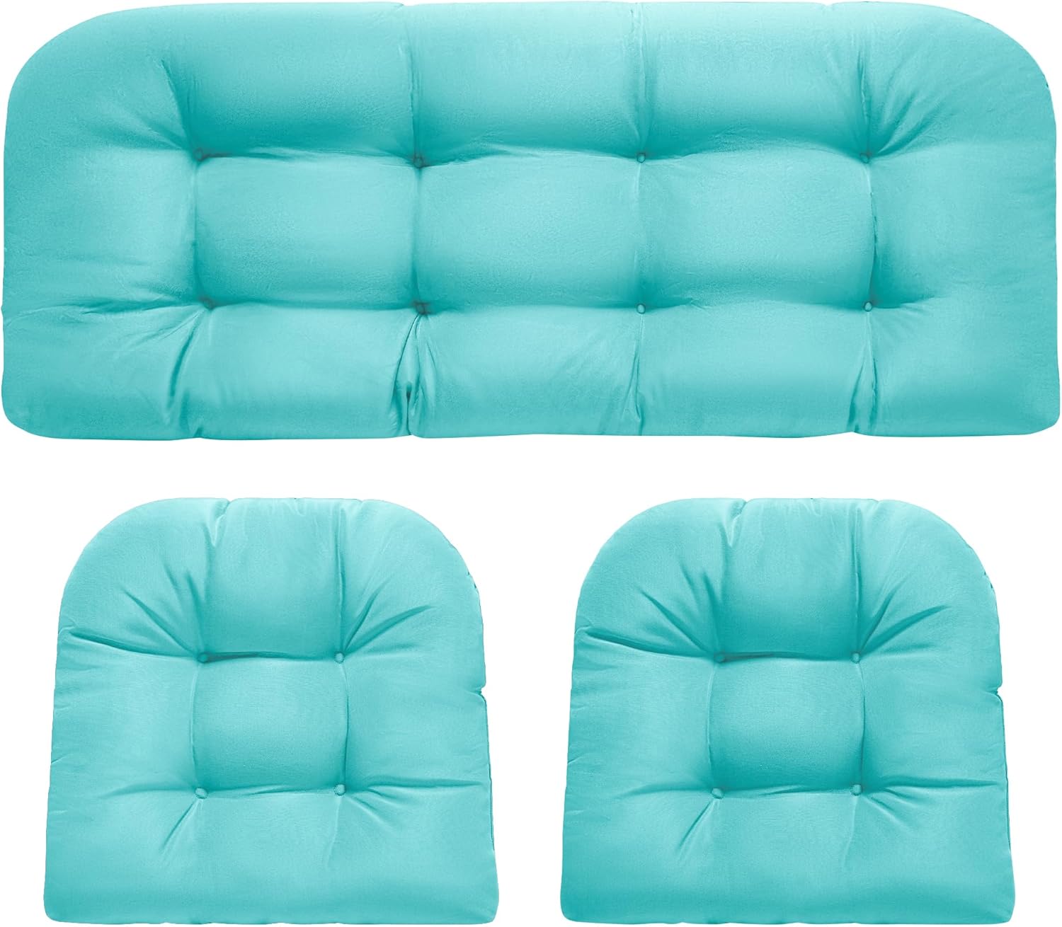 Wicker Chair Cushions for Outdoor Loveseat, Teal Waterproof Set