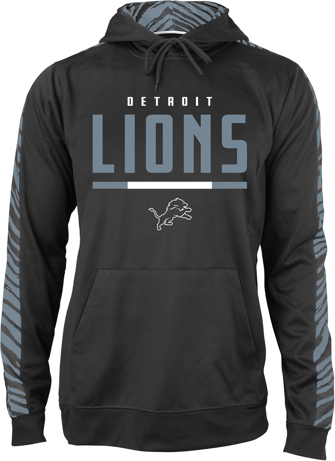 Zubaz NFL Men's Black and Grey Tonal Zebra Hoodie for Comfort