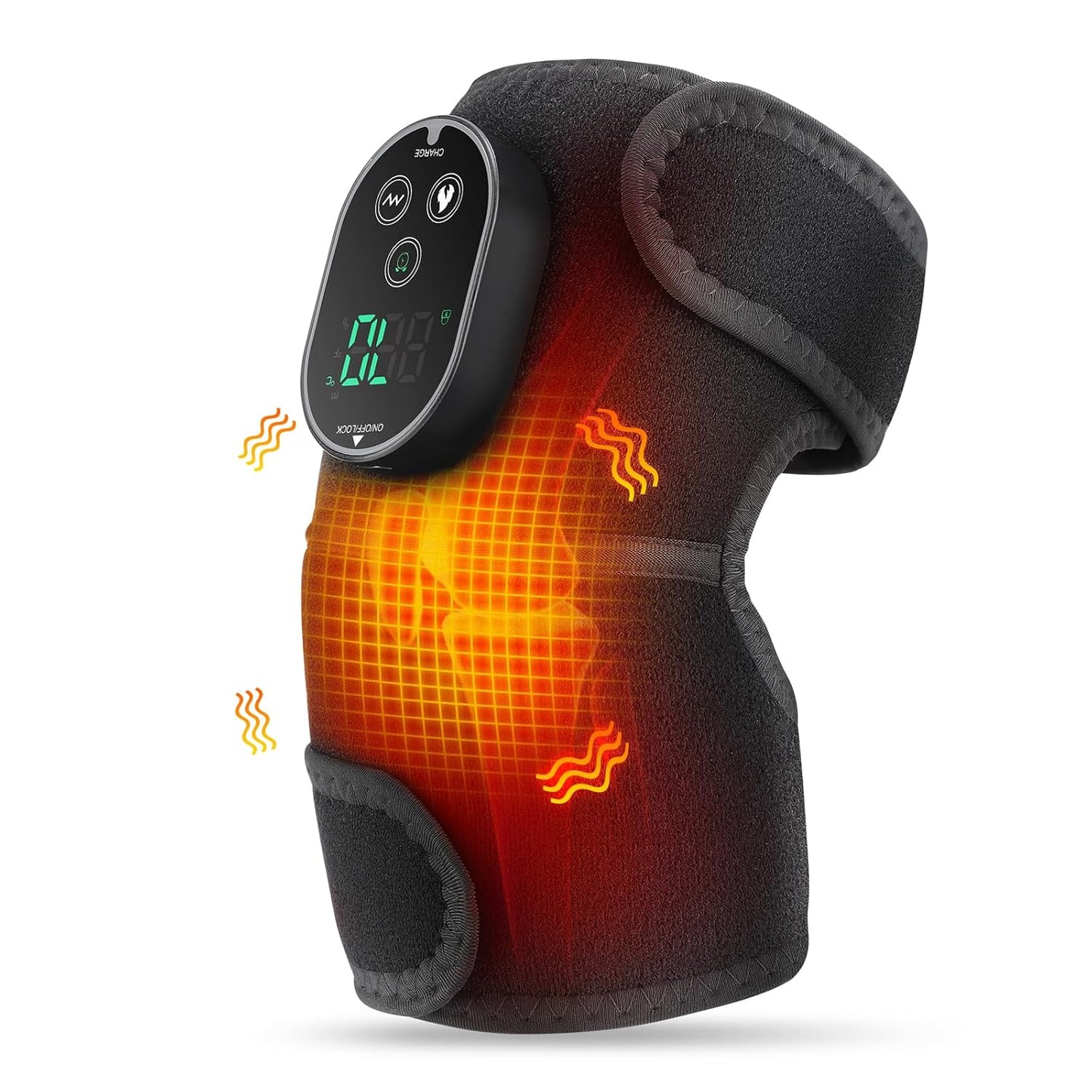Cordless Heated Knee Massager with Vibration for Comfort
