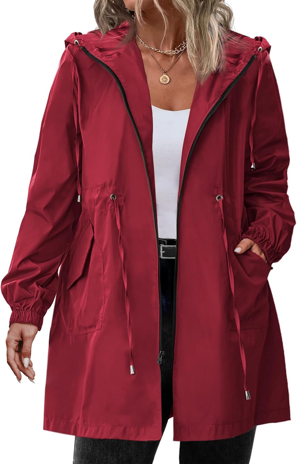 IN'VOLAND Women's Plus Size Lightweight Waterproof Rain Jacket