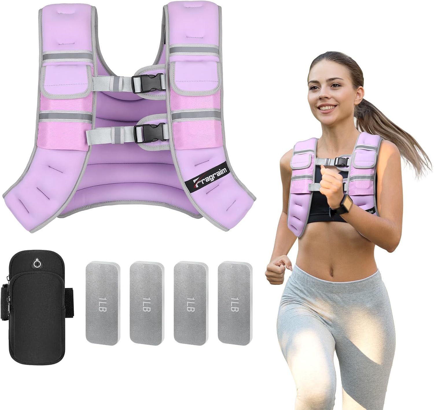 Fragraim Adjustable Weighted Vest for Strength Training and Running