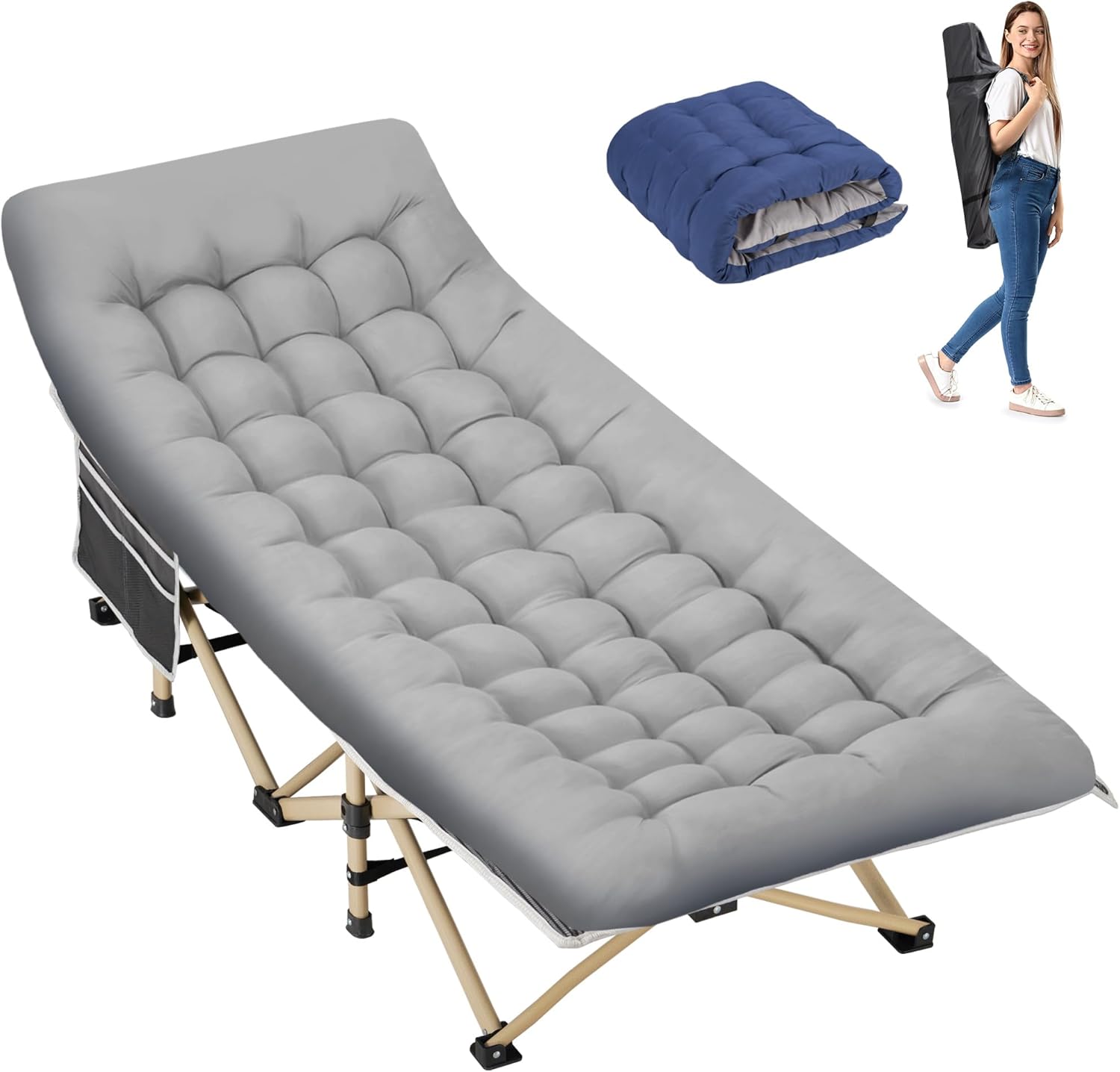 Folding Camping Cot for Sleeping, Heavy Duty Portable Bed