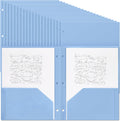 Plastic Pocket Folders 100 Pack - Haze Blue 3-Hole 2-Pocket Bulk