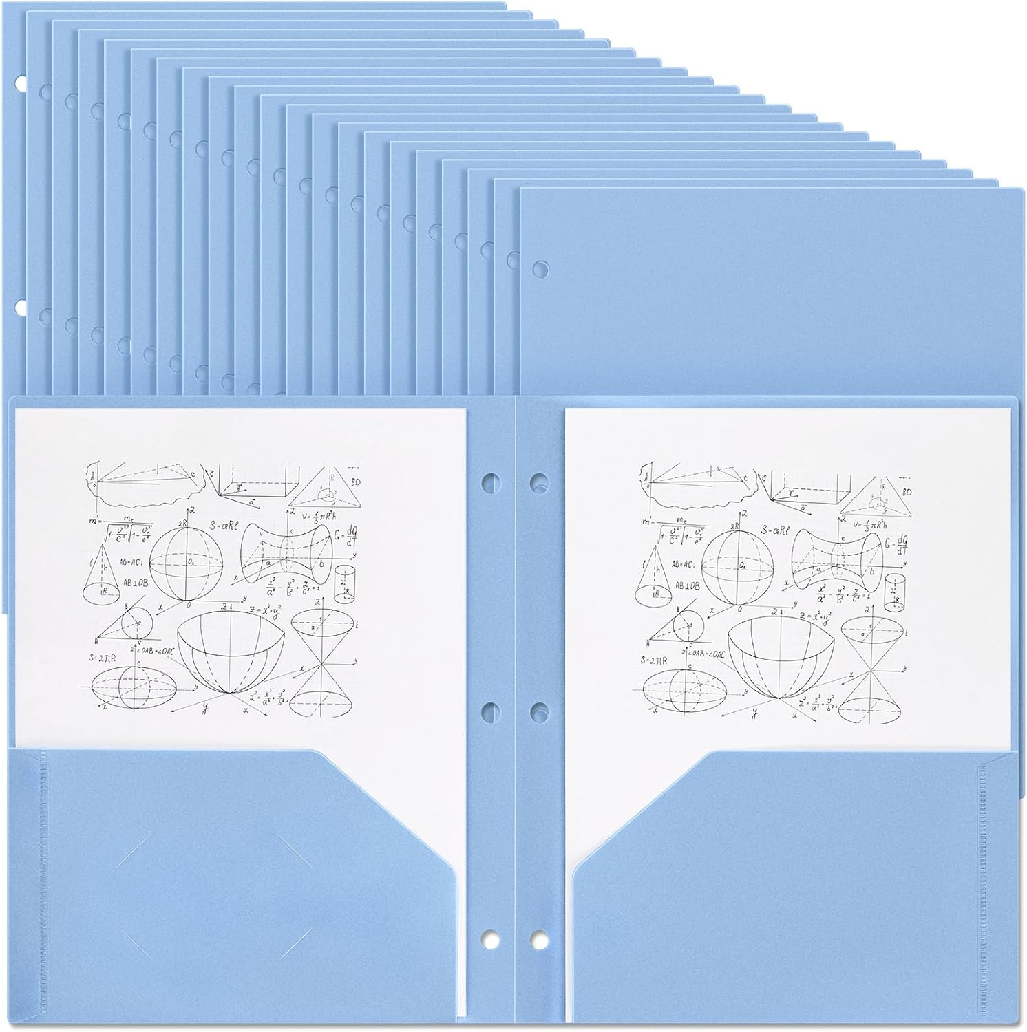 Yeaqee 100 Pcs Plastic Folders with Pockets for Binders