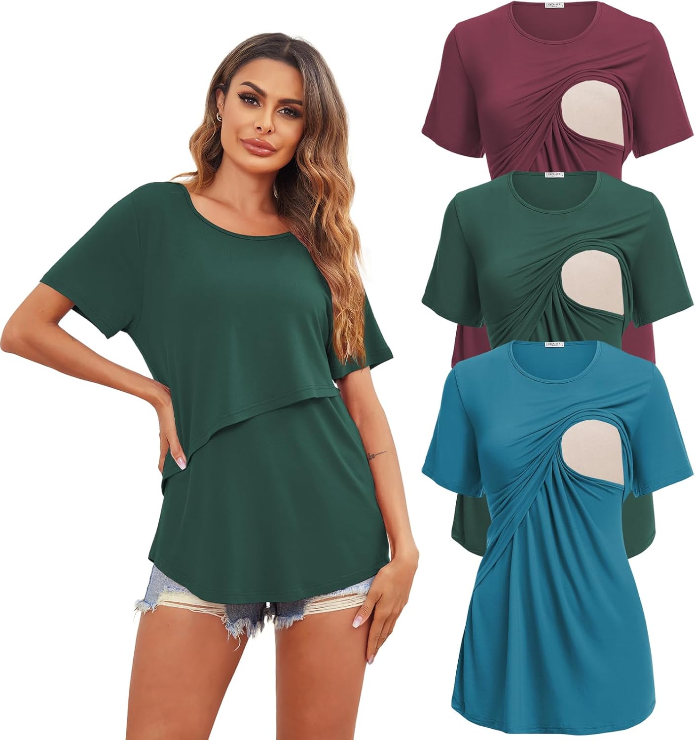 Ekouaer Women's Maternity Shirts for Comfortable Nursing Wear