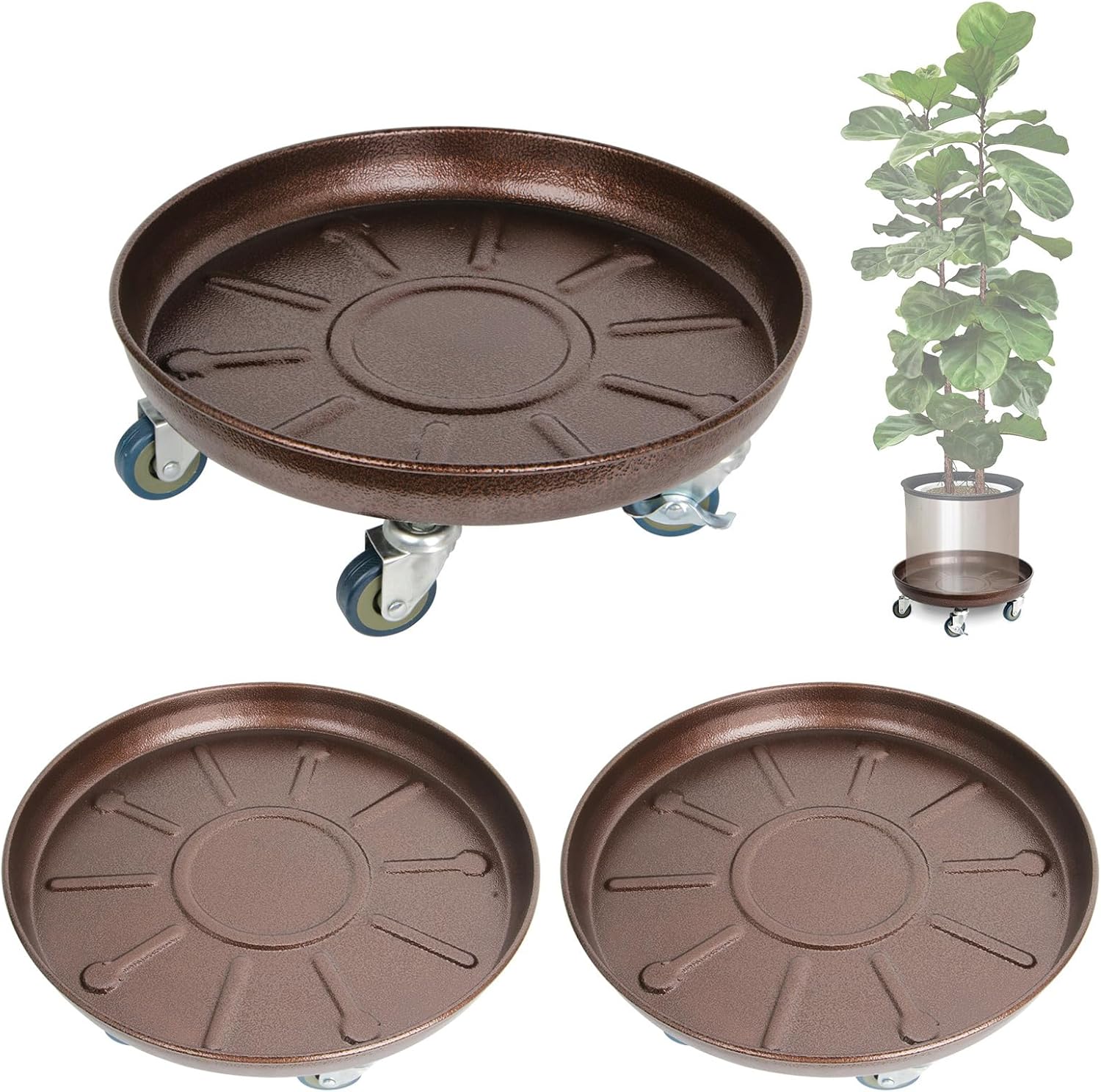 Heavy Duty Plant Caddy with Solid Rubber Wheels for Easy Mobility