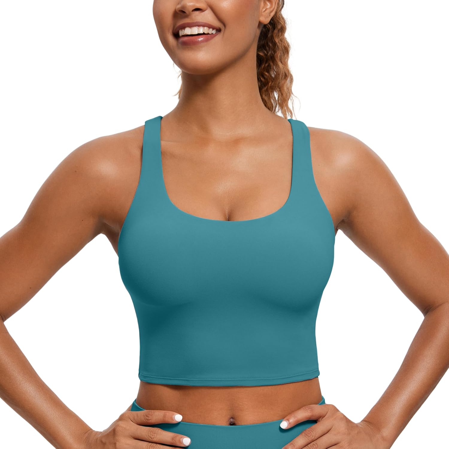 CRZ YOGA Butterluxe Longline Sports Bra - Supportive Padded Strappy Tank