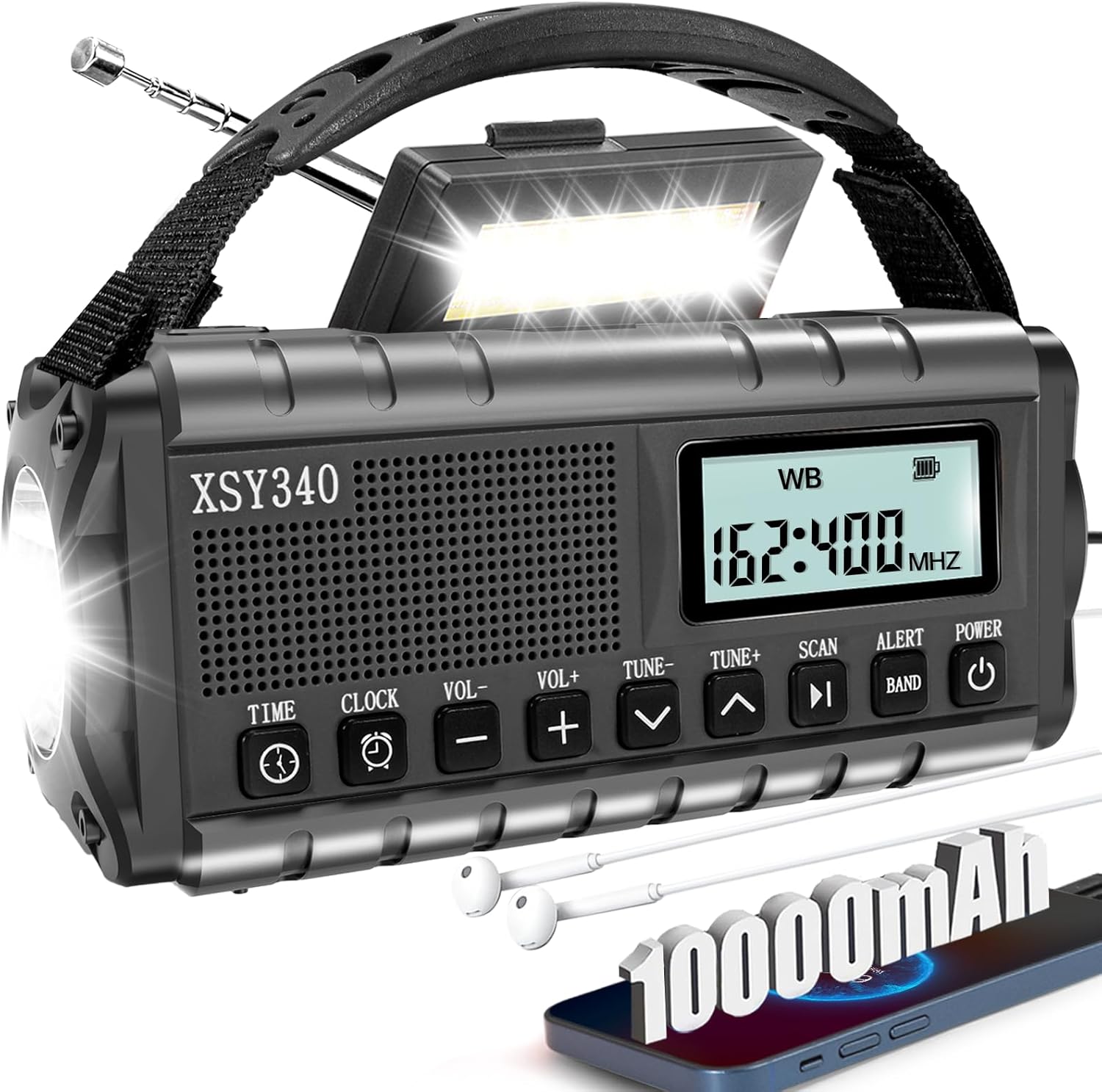 Upgraded Emergency Hand Crank Radio with LED Flashlight and Charger