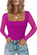 Women's Stylish Square Neck Mesh Bodysuit by Chunpin