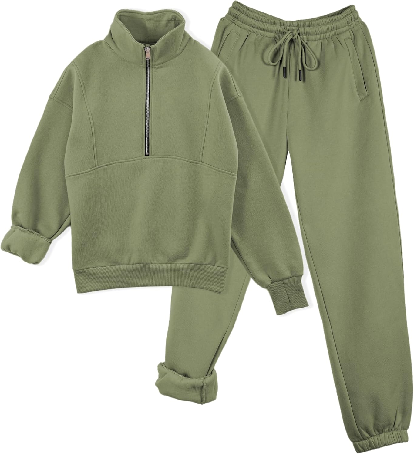 Womens Fleece Lined Jogging Sweatpants and Half Zip Sweatshirts