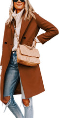 Hooever Women's Winter Wool Coat Casual Notch Lapel (Style G1Y9)