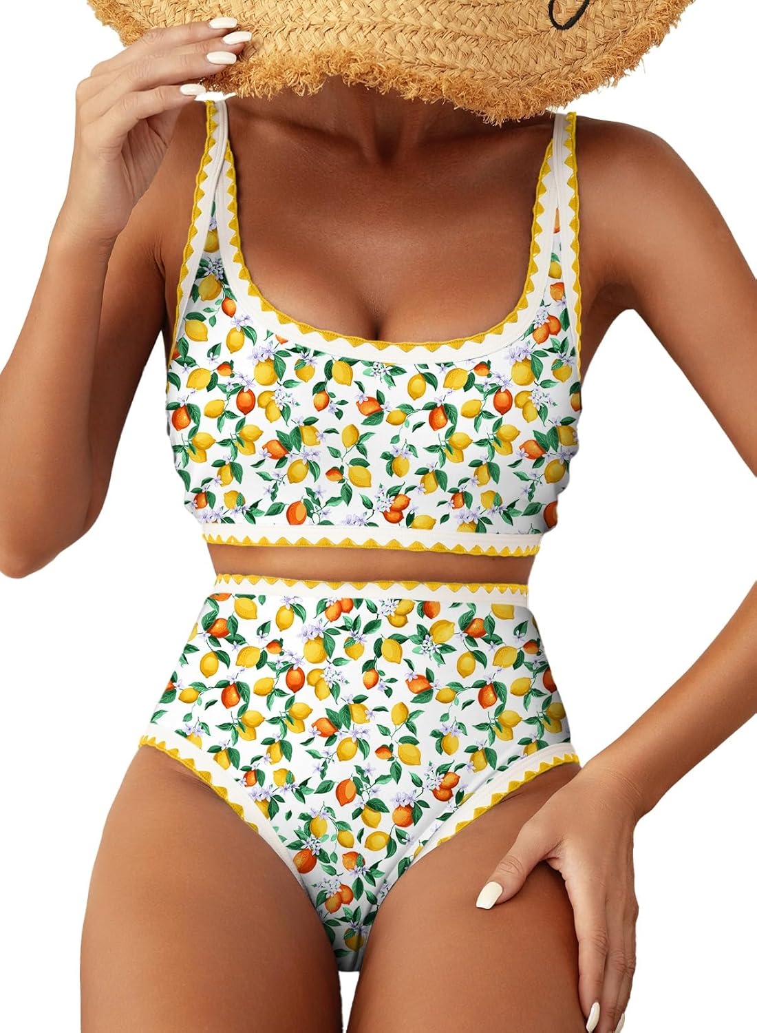 Stylish Floral Print High Waisted Bikini Set for Women