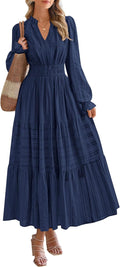 PRETTYGARDEN Women's Fall Wedding Guest Maxi Dress - Flowy V Neck